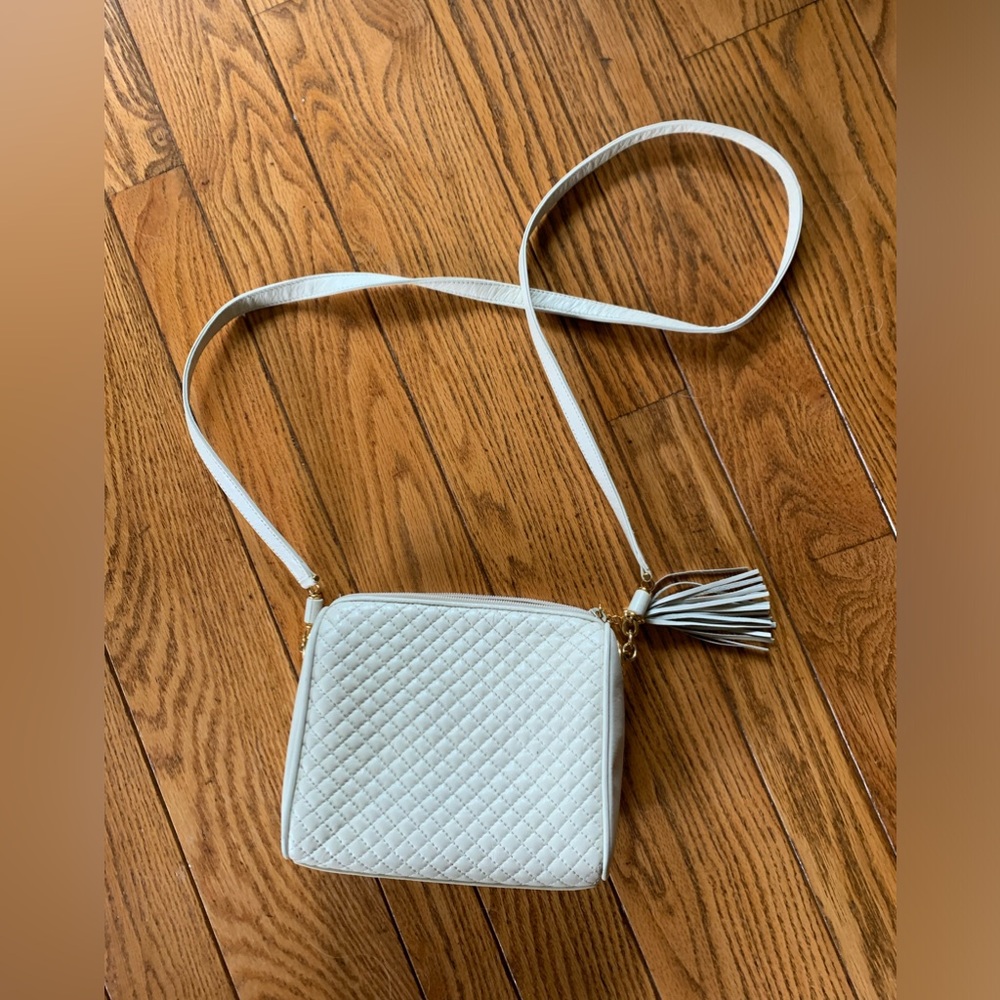 Talbots faux leather purse with tassels